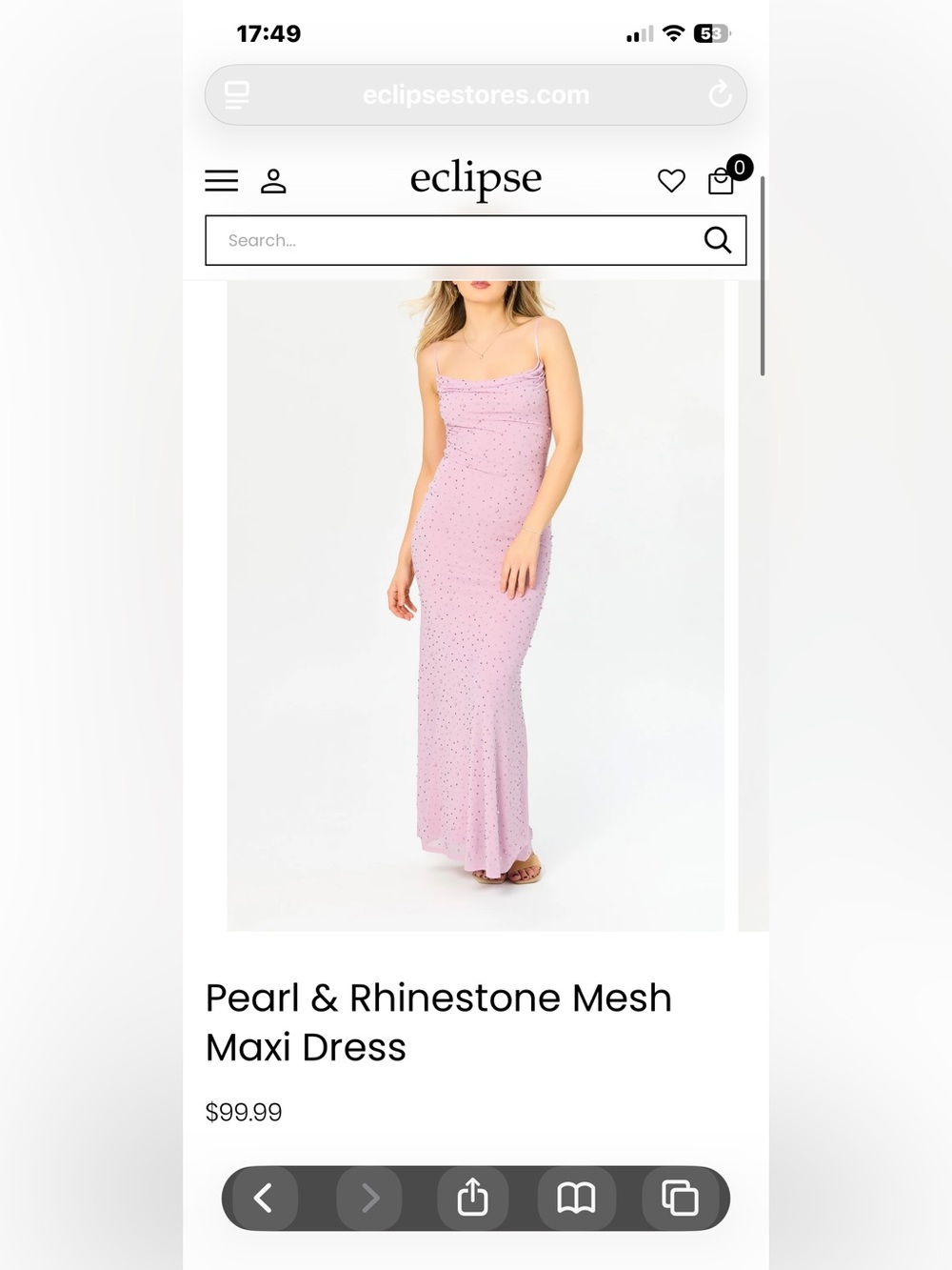 Eclipse Pink Pearl & Rhinestone Embellished Maxi Dress